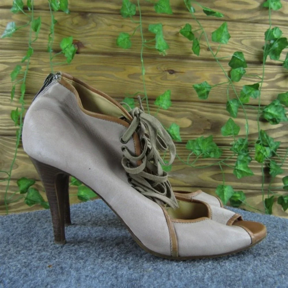 J.CREW Women's  Peep Toe Brown Leather‎ Pump 7.5 Medium  Used 2025